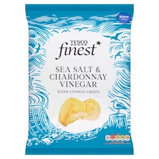 Tesco Finest Smažené zemiakové lupienky s príchuťou vínneho octu Chardonnay, s morskou soľou 150 g