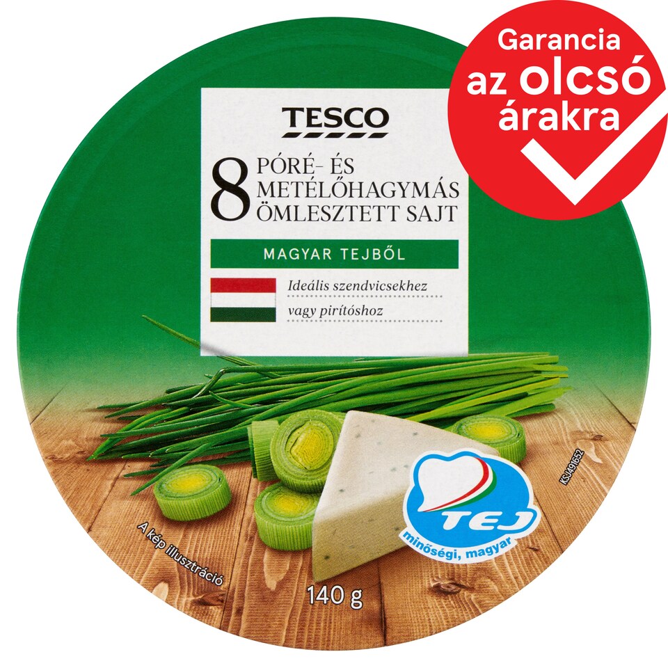 Tesco póré- és metélőhagymás ömlesztett sajt 8 db 140 g