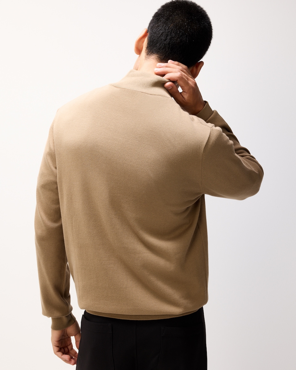 image 1 of F&F Pure Cotton Half Zip Jumper in Camel
