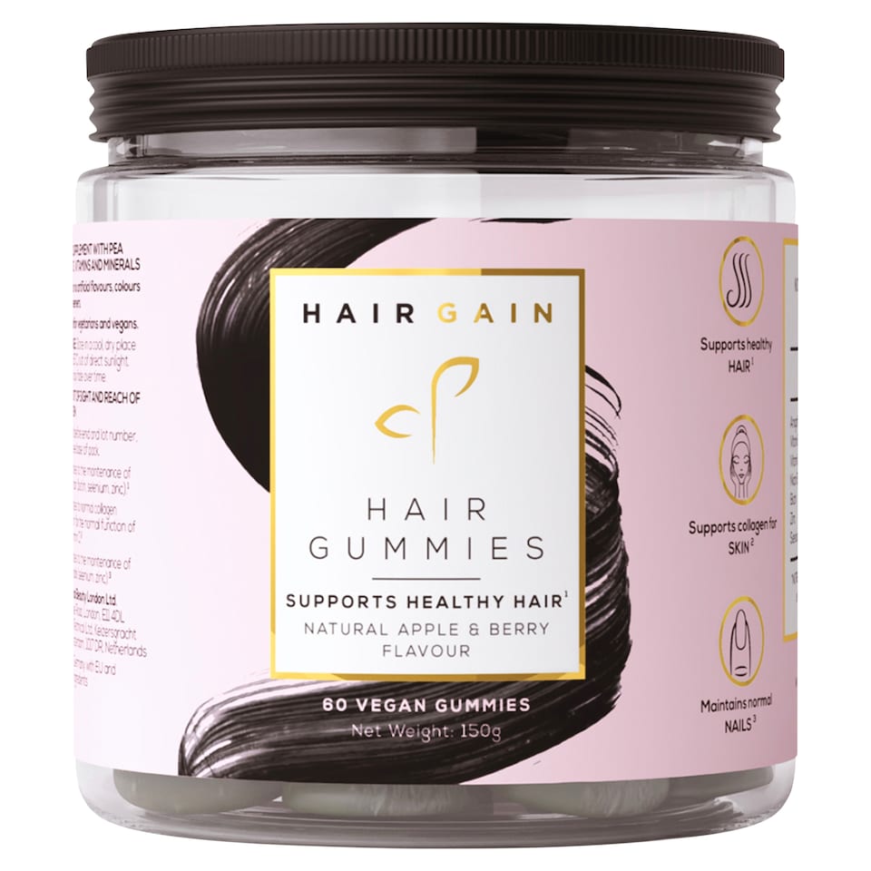 Hair Gain Hair Gummies Natural Apple & Berry Flavour 60 Vegan Gummies 150g