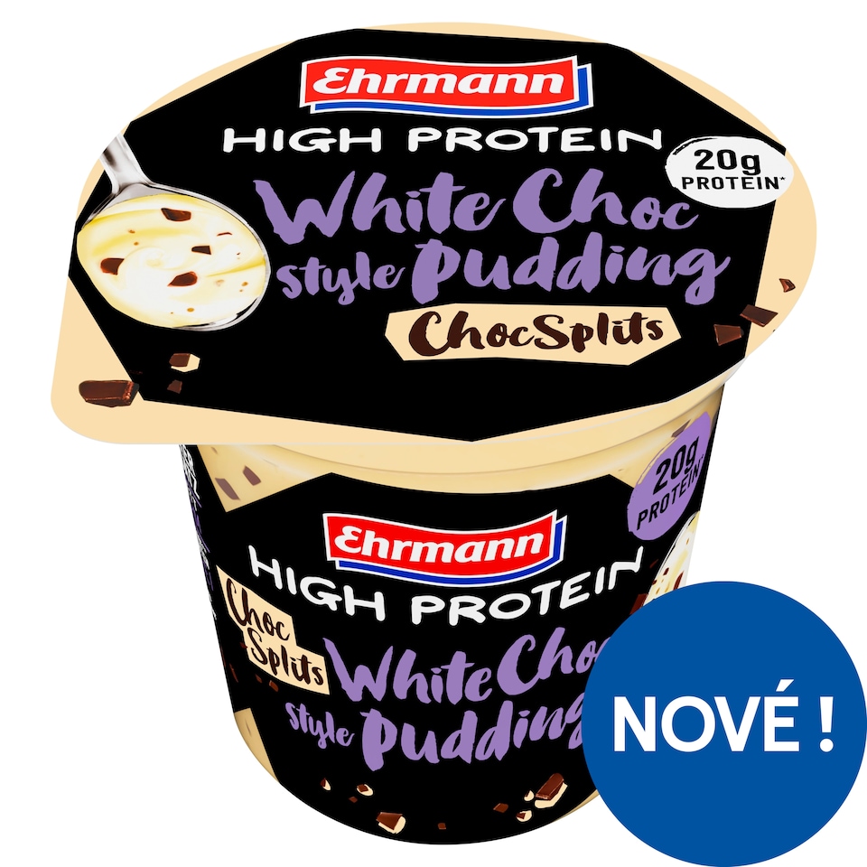 Ehrmann High Protein Pudding White Choc Style Chocsplits 230g