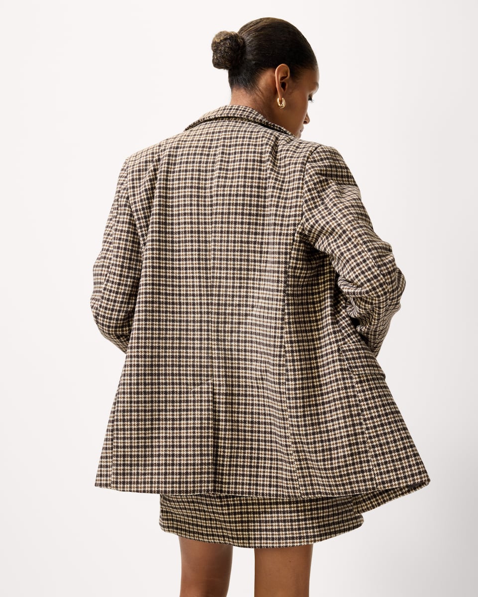 image 1 of F&F Brushed Checked Blazer in Multi Brown