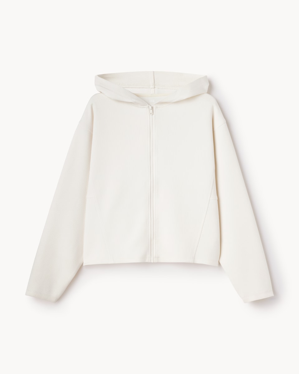 image 1 of F&F Active AFTERCLASS Textured Hoodie in Cream