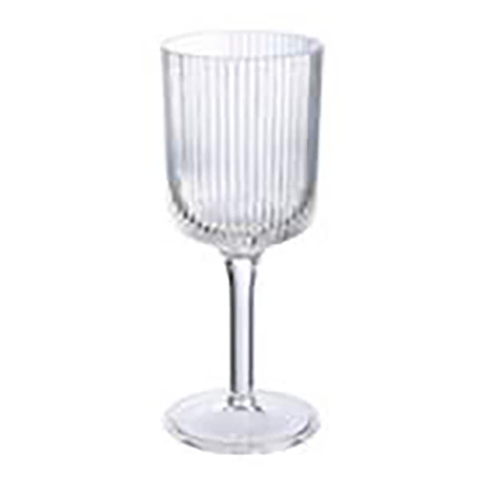 F&F Home clear plastic ribbed wine glass