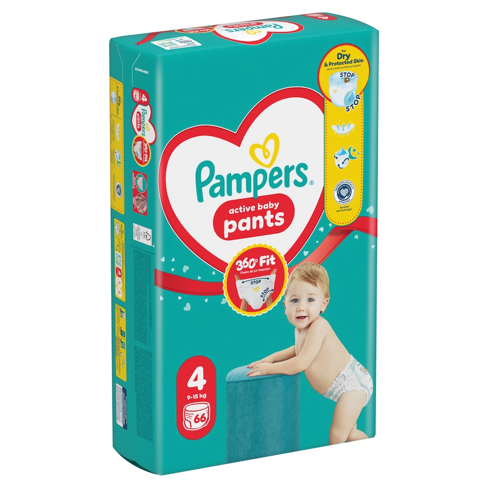 Obrázek 1 pro produkt Pampers Active Baby Plenkové Kalhotky, Velikost 4, 66 Kusů, 9kg-15kg