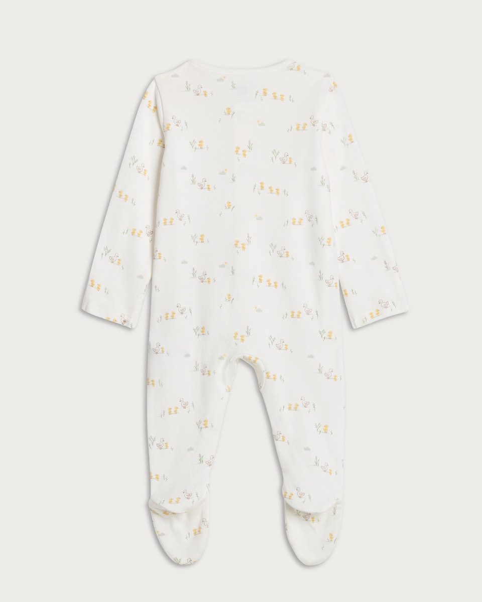 image 1 of F&F Baby 4-Piece Pure Cotton Duck Print Set in White