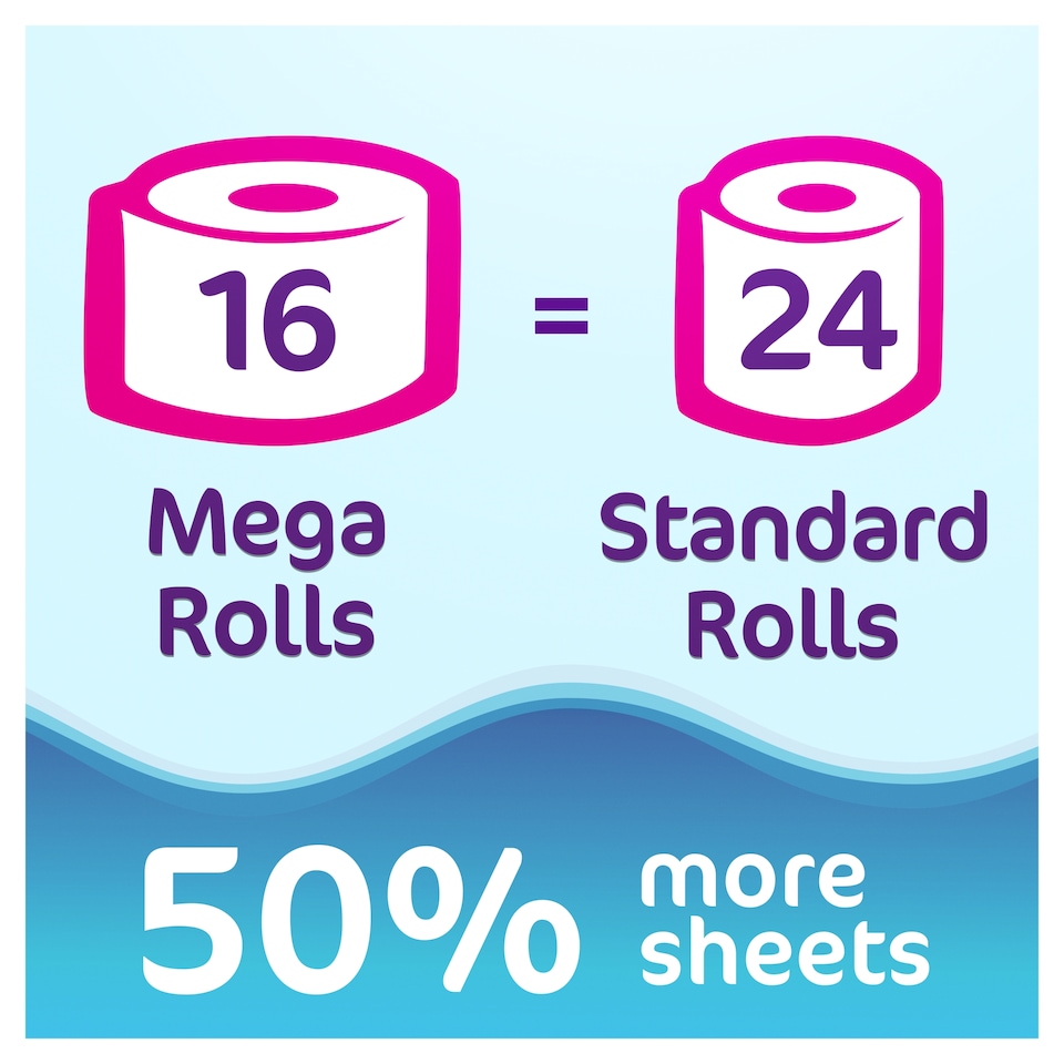 image 1 of Cushelle Original 50% Longer Lasting Toilet Tissue 16 Rolls
