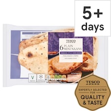 Tesco Mini Plain Naan Breads 6 Pack 282g