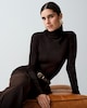 image 2 of The F&F Edit Roll Neck Long Sleeved Top with Wool in Brown