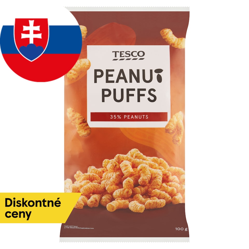 Tesco Extrudovaný výrobok z kukuričnej krupice s praženými arašidmi solený 100 g