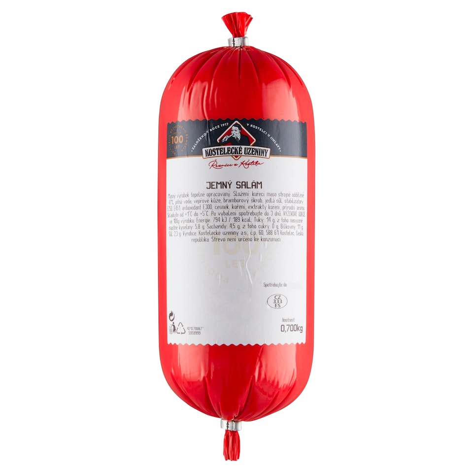 Obrázek 1 pro produkt Kostelecké Uzeniny Jemný salám 0,700kg