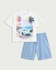 image 4 of F&F Boys 2-Piece Pure Cotton Tiny Speedster T-Shirt and Shorts Set in Multi Blue