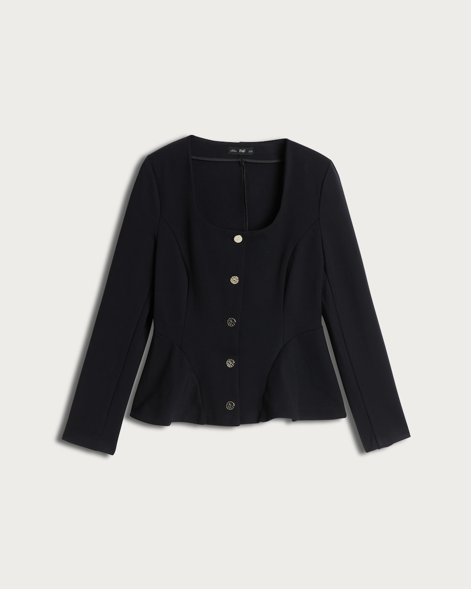 image 1 of F&F Ponte Square Neck Buttoned Jacket  in Black