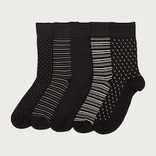 F&F 5-Pack Super Soft Patterned Ankle Socks in Multi