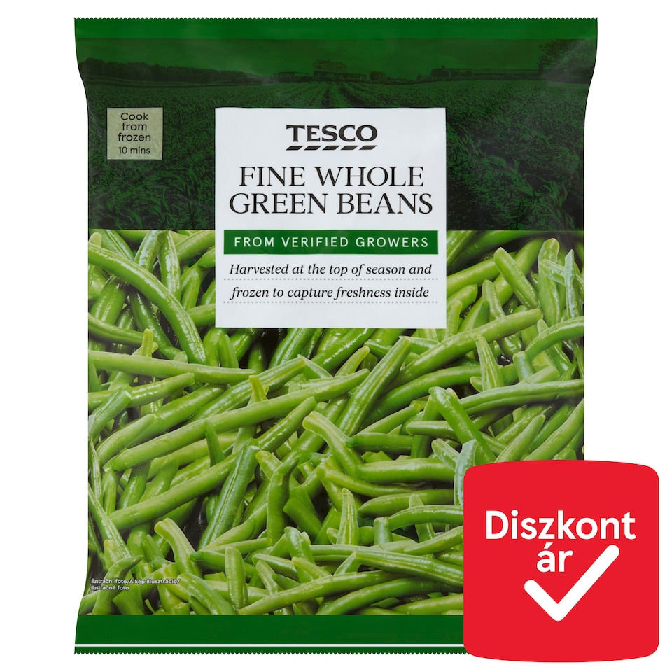 Tesco gyorsfagyasztott zöld hüvelyű egész zöldbab 450 g