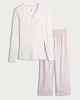 image 4 of F&F Ribbed Festive Henley Top and Trousers Pyjamas Set in Cream