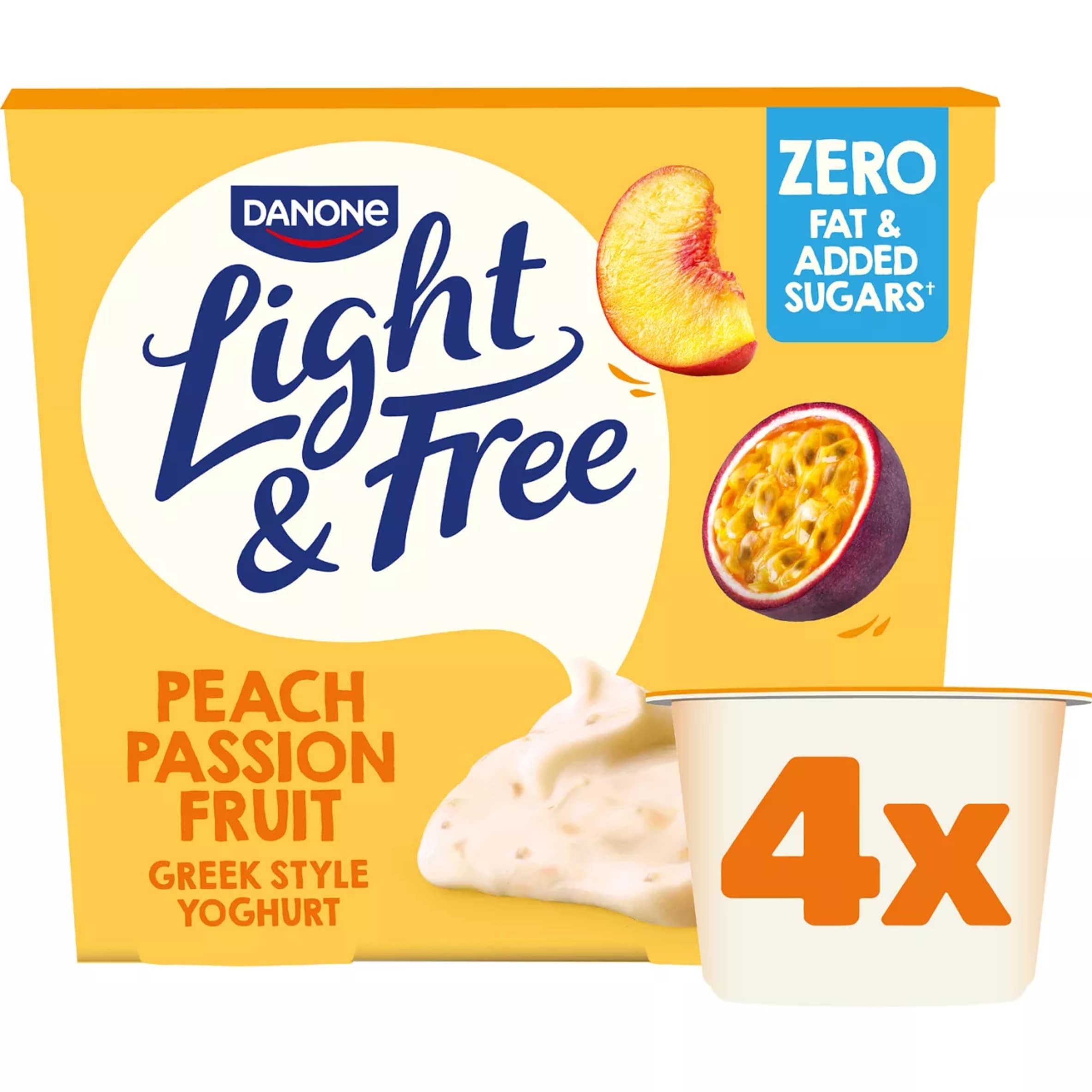 Light & Free Peach Greek Style Fat Free Yoghurt 4x115g