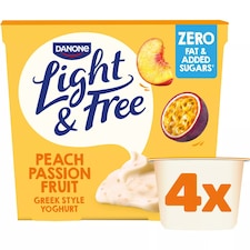 Light & Free Peach Greek Style Fat Free Yoghurt 4x115g