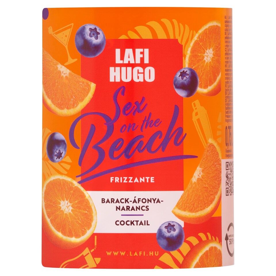 Lafi Hugo Sex on the Beach barack-áfonya-narancs ízű, szénsavas, boralapú koktél 7% 0,75 l  1. kép