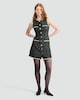 image 2 of F&F Tweed Button Through Sleeveless Dress in Multi Black White