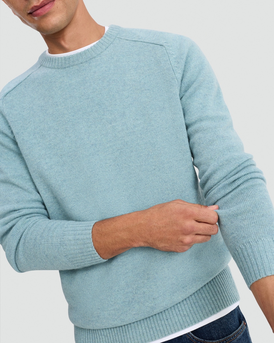 image 1 of F&F Lambswool Knitted Crew Neck Jumper in Turquoise