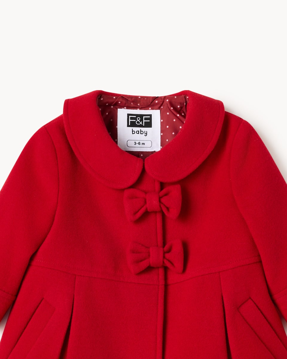 image 1 of F&F Baby Bow Coat in Red
