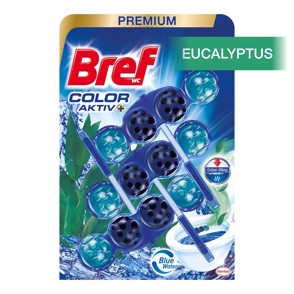 image 1 of Bref Color Aktiv Eucalyptus tuhý WC blok 3 x 50g