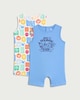 image 1 of F&F Baby 2-Pack Pure Cotton Holiday Print Sleeveless Rompers in Blue