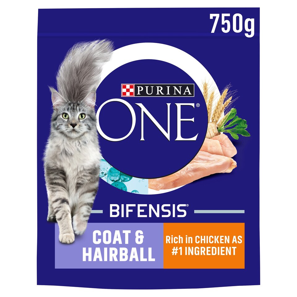 image 1 of PURINA ONE Coat and Hairball Chicken Dry Cat Food 750g