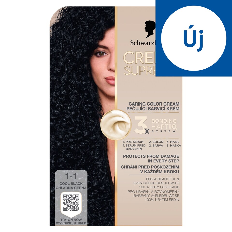 Schwarzkopf Creme Supreme tartós hajfesték 1-1 hűvös fekete  1. kép