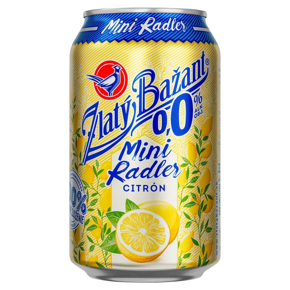 Zlatý Bažant Radler 0,0% Citrón plechovka 330 ml