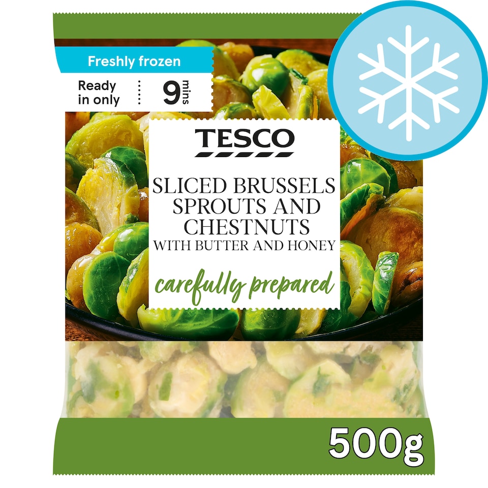 Tesco Sliced Brussels Sprouts and Chestnuts with Butter and Honey 500g