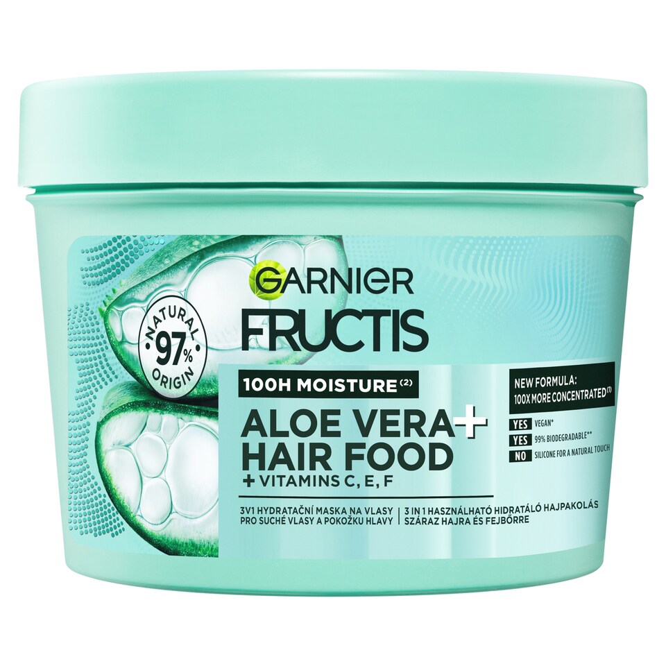 Garnier Fructis Hair Food Aloe Vera + 3 V1 hydratační maska na vlasy a pokožku hlavy, 400 ml
