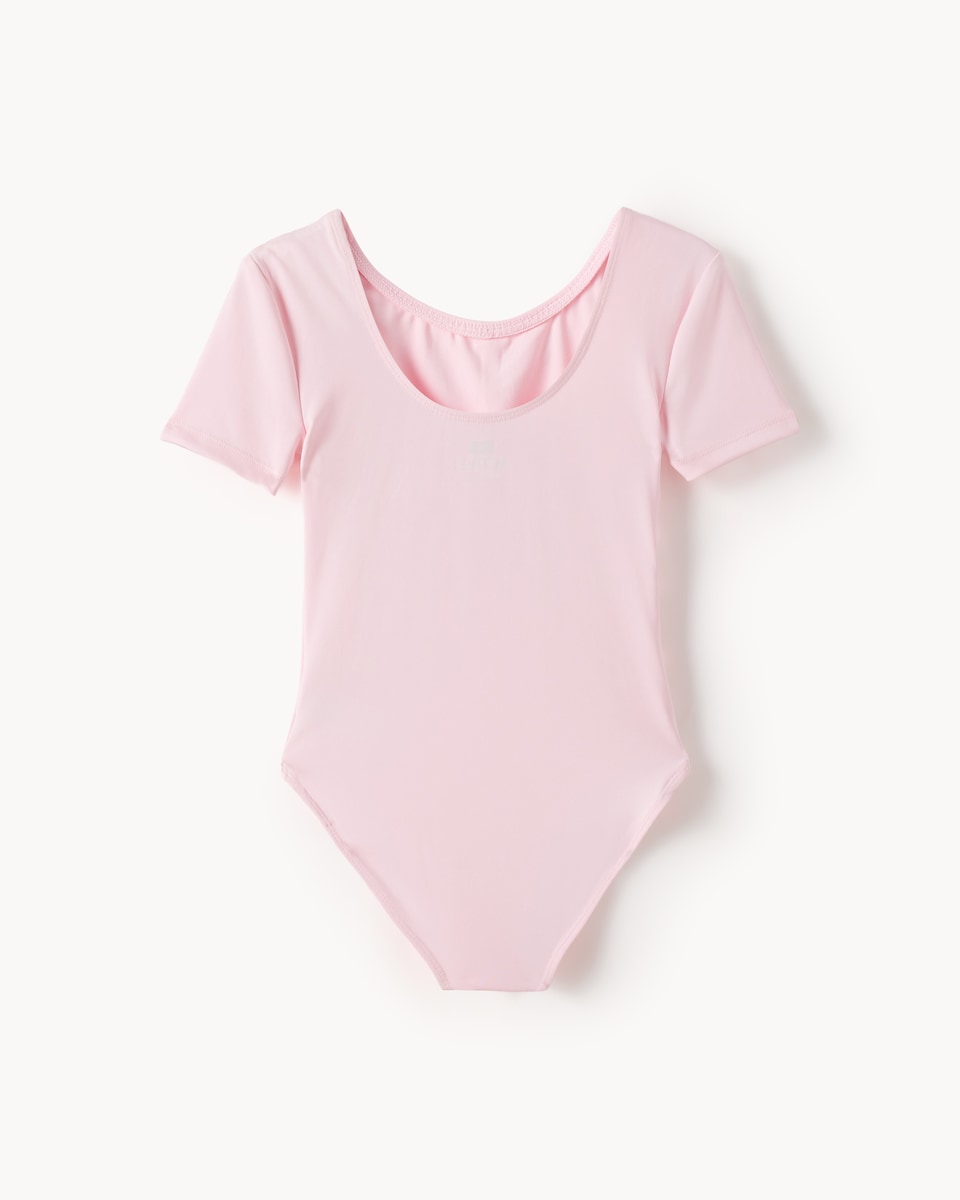 image 1 of F&F Active Girls Short Sleeved Leotard in Pink