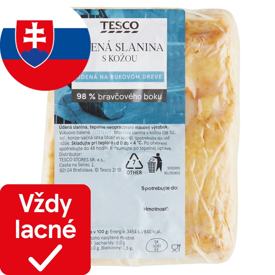 Tesco Údená slanina s kožou