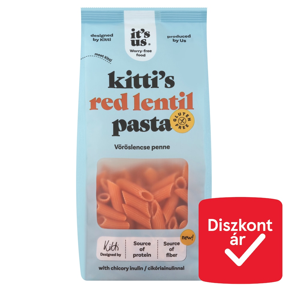 It's Us Kitti's gluténmentes vöröslencse penne cikóriainulinnal 200 g  1. kép
