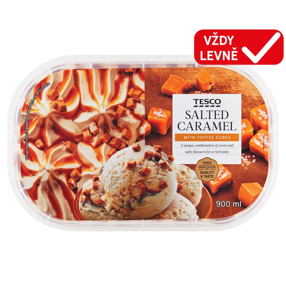 Tesco Mražený krém s příchutí slaného karamelu 900ml