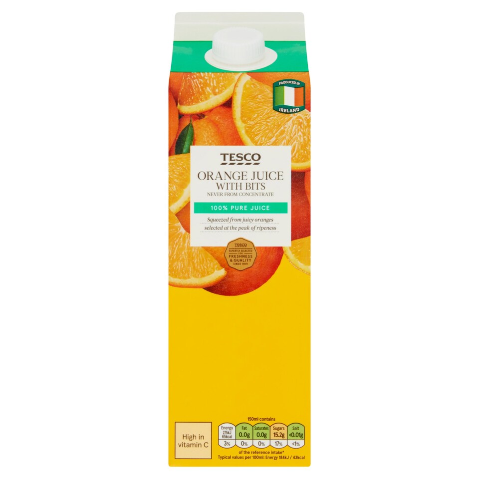 Tesco 100% Pure Squeezed Orange Juice With Bits 1 Litre