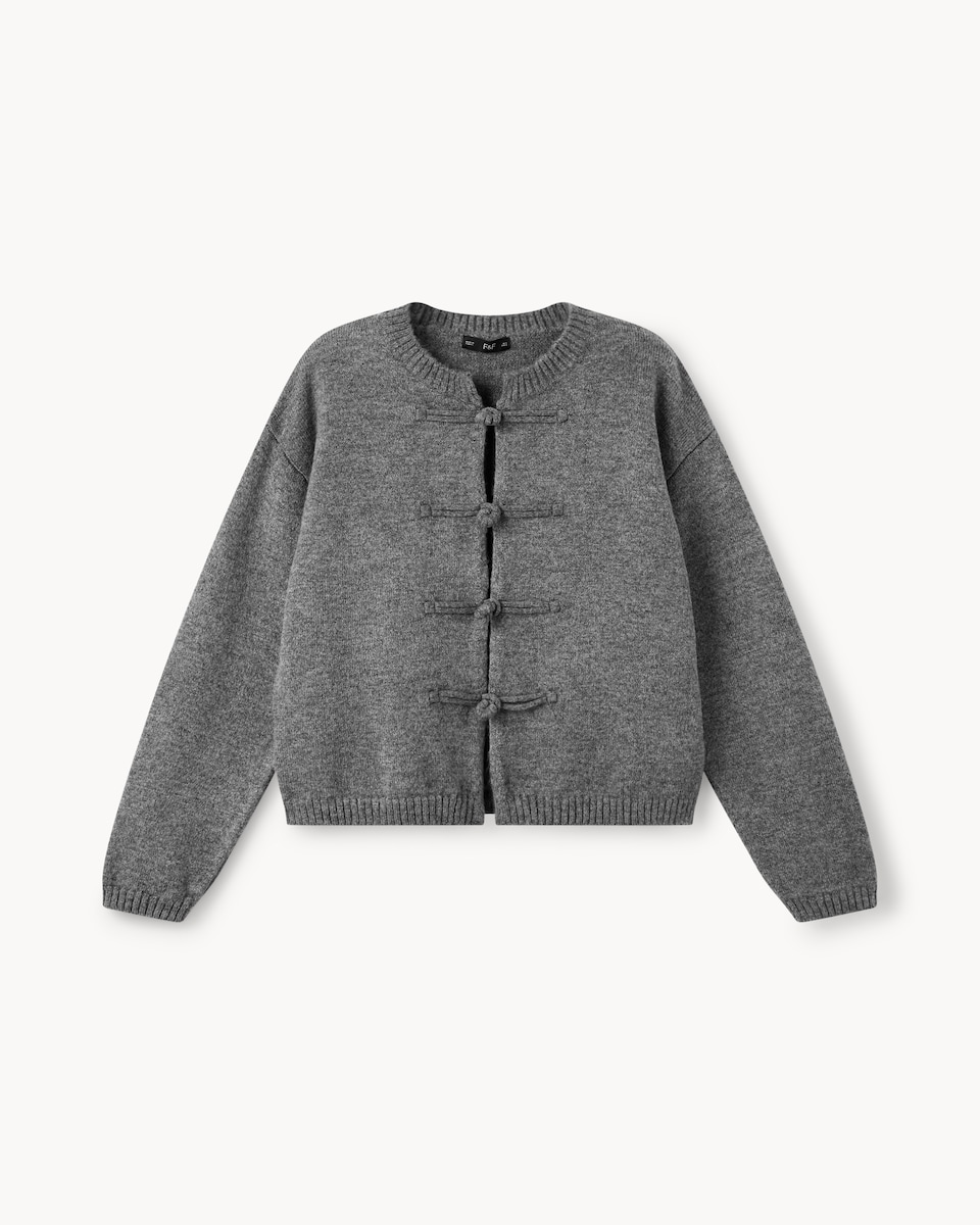 image 1 of F&F Button Detail Cardigan in Grey