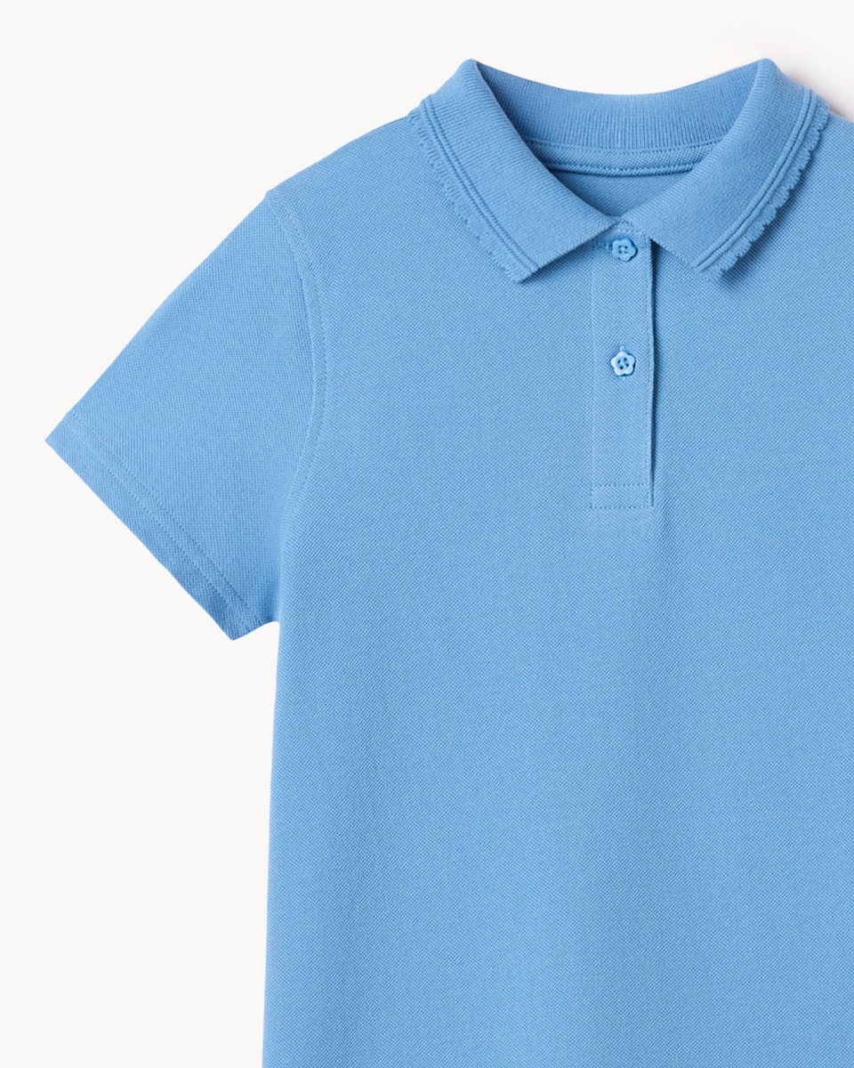 image 1 of F&F School Girls 3-Pack Pure Cotton Regular Fit Polo Shirts in Blue