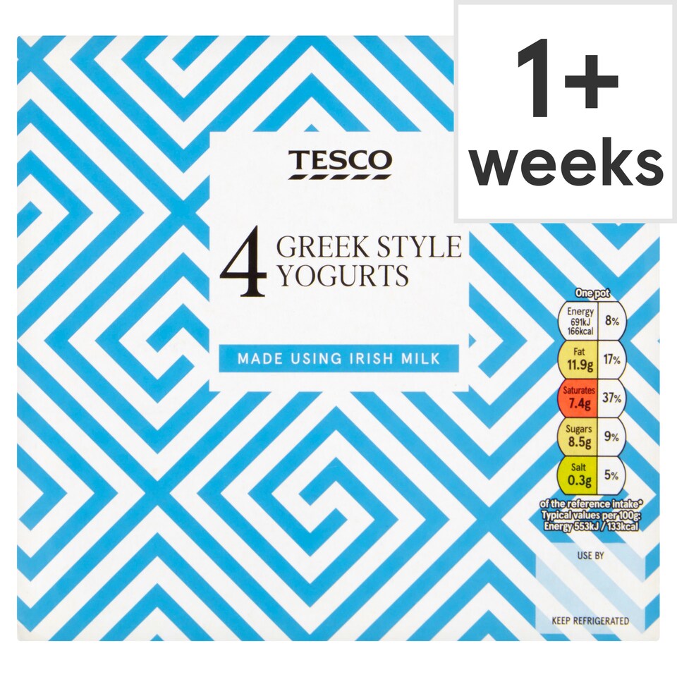 Tesco 4 Greek Style Natural Yogurts 4X125g