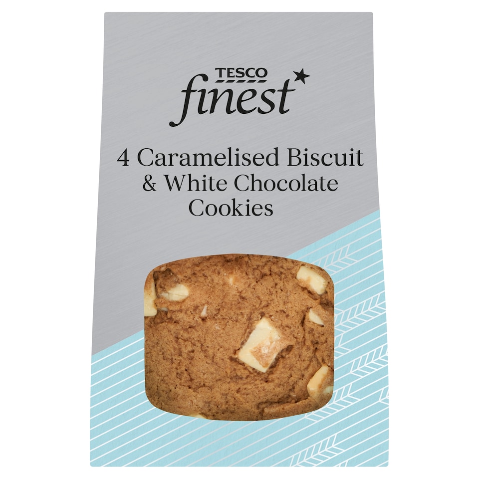 image 1 of Tesco Finest Caramelised Biscuit & Belgian White Chocolate Cookies 4 Pack