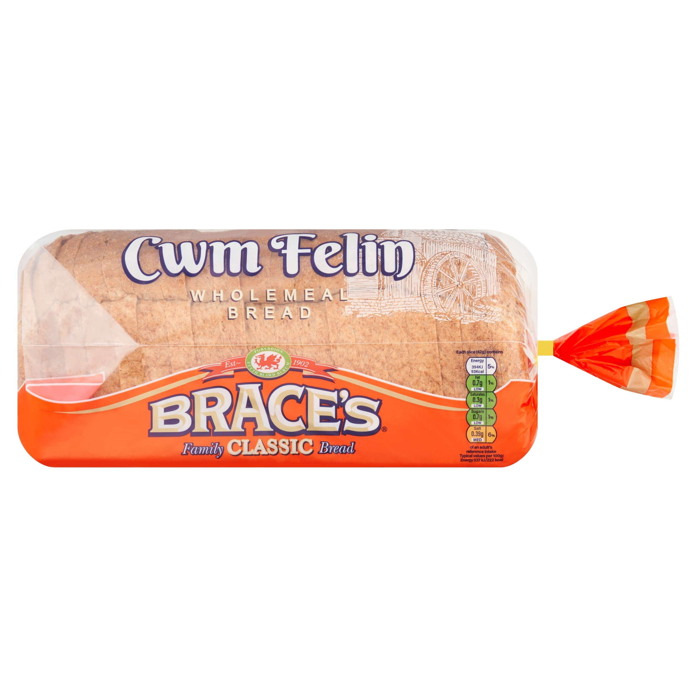 Brace's Classic Thick Wholemeal Sliced Bread 800g - Tesco Groceries