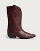 image 1 of F&F Faux Leather Western Inspired Cowboy Boots in Burgundy
