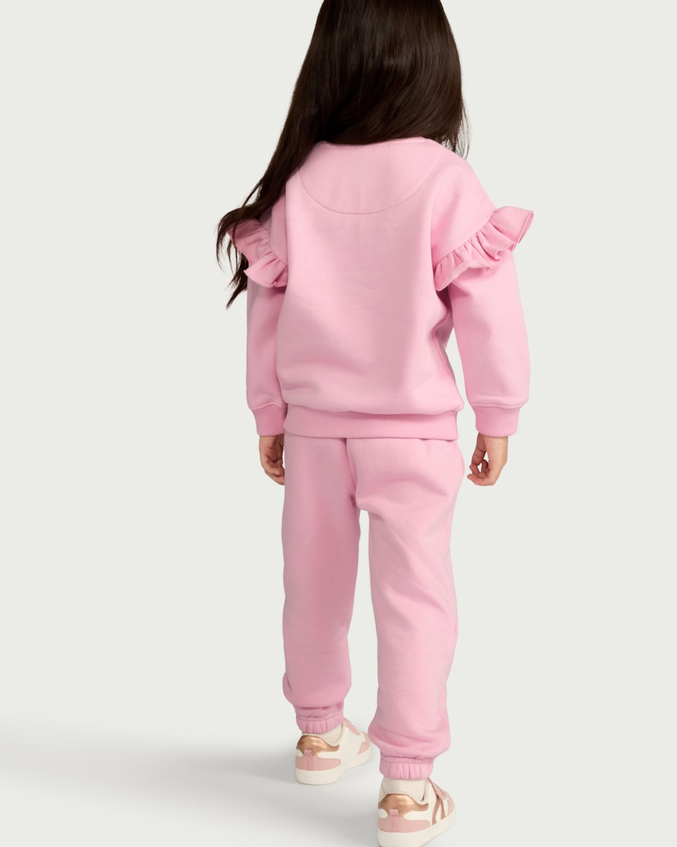 image 1 of F&F Girls Cotton Rich Heart Print Joggers in Pink