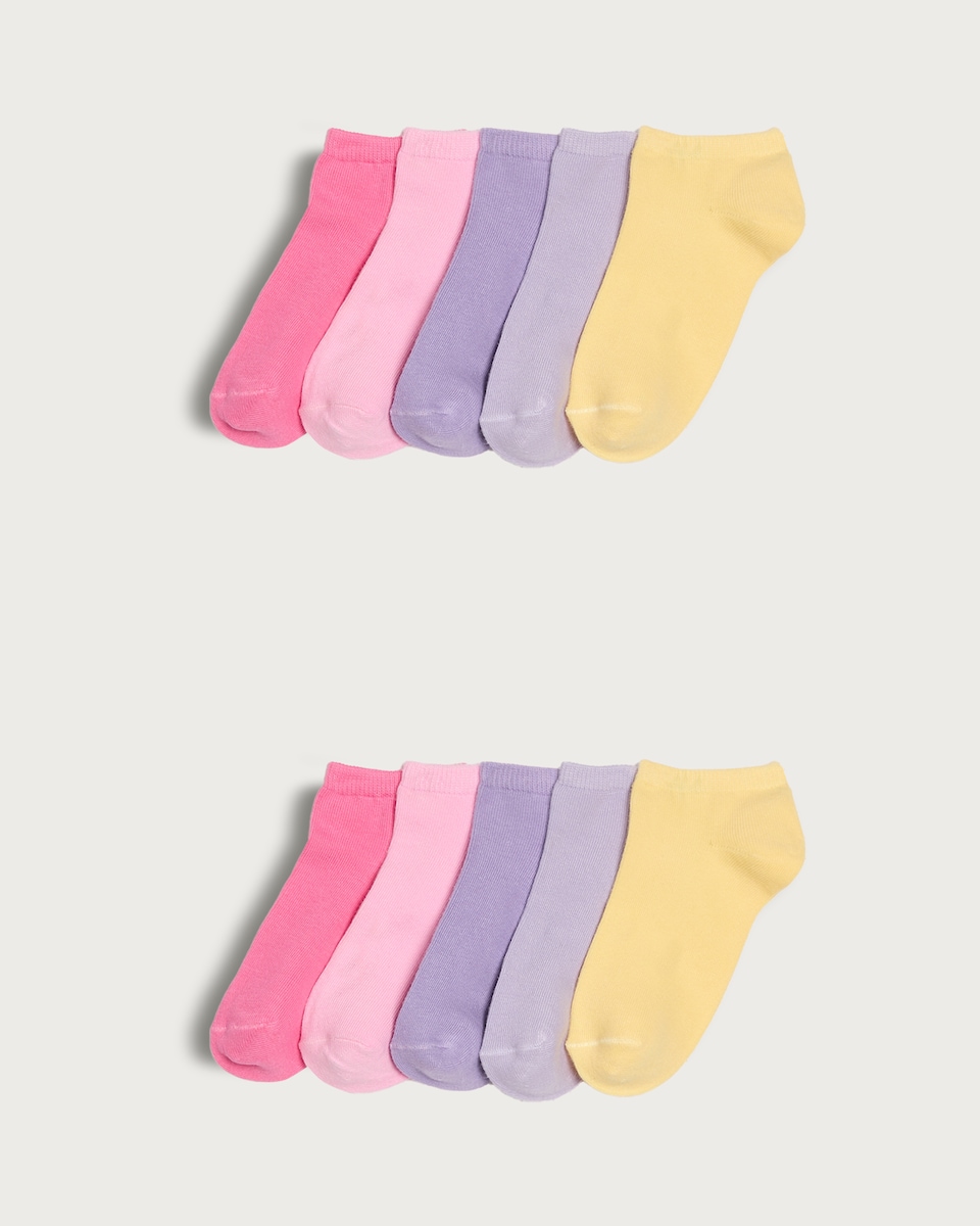 F&F 10-Pack Cotton Rich Bright Trainer Socks  in Pink