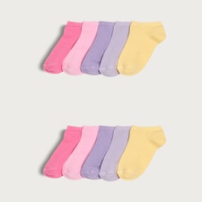 F&F 10-Pack Cotton Rich Bright Trainer Socks  in Pink