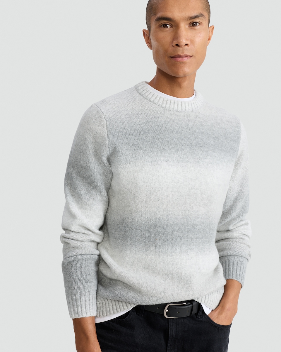 image 1 of F&F Knitted Ombre Pattern Jumper with Wool in Grey