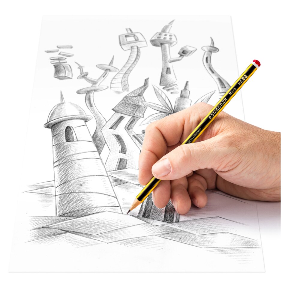 image 1 of Staedtler Stationery 10HB Noris Pencils with Eraser and Sharpener