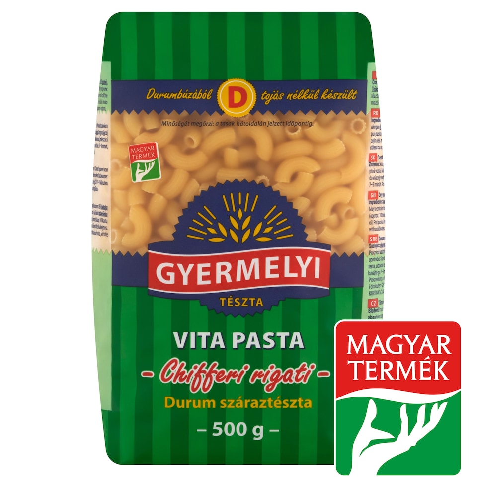 Gyermelyi Vita Pasta Chifferi Rrigati durum száraztészta 500 g